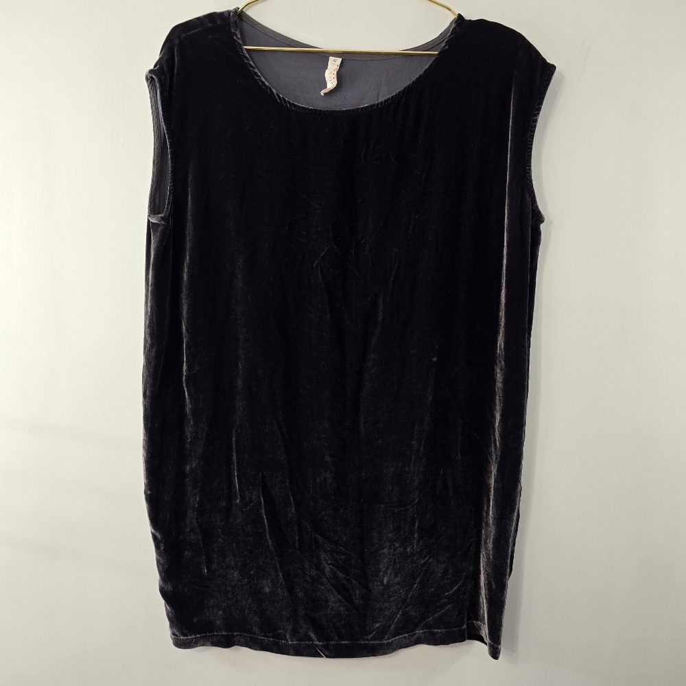 Anthropologie Nuthatch Velvet Dress Mini Silk Blend Sleeveless Shift Gray Sz M/L - Picture 2 of 7